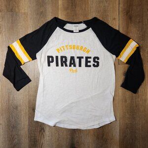 💖PINK Victoria's Secret Pittsburgh Pirates Bling 3/4 Sleeve Raglan T-Shirt-S